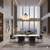 لوستر9 شعله مدرن دکورهیوا مدل A/230.9 طوسی طلایی