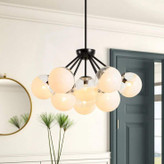 لوستر9 شعله مدرن دکورهیوا مدل A/230.9 طوسی طلایی