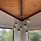 لوستر7 شعله آبشاری دکور هیوا مدل A/231.7 طلایی- طوسی