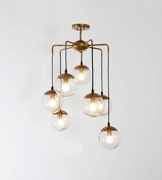 لوستر7 شعله آبشاری دکور هیوا مدل A/231.7 طلایی- طوسی