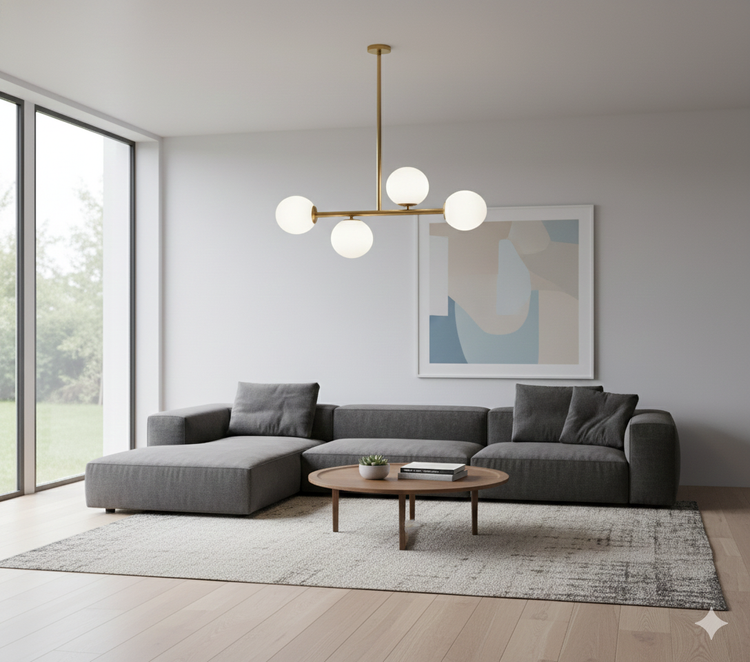 لوستر آویز خطی 4 شعله مدرن مدل A/243.4 طلایی