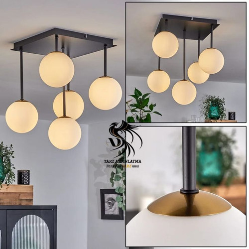 لوستر سقفی 5 شعله مدرن مدل A/248.5 دکور هیوا با صفحه مشکی