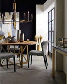 لوستر مدرن ۸ شعله خطی دکور هیوا مدل A255.8 با بدنه طلایی لوکس و طول ۱۱۰ سانتیمتر مناسب بالای میز ناهارخوری